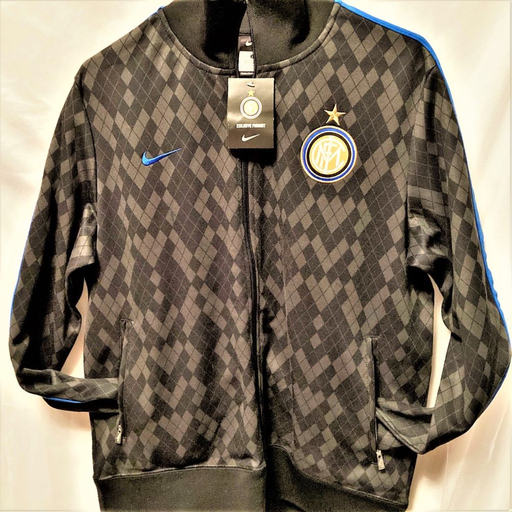 NWT Jacket Soccer Nike Milan Men L 419936 Genuine Black Blue OFFICIAL